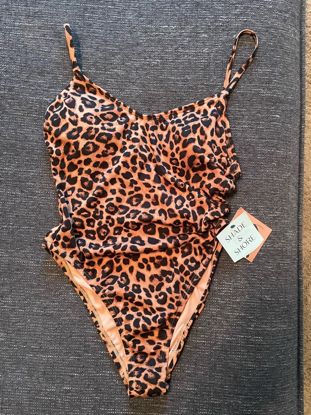 Shade & Shore Leopard Print One-Piece Swimsuit in Orange and Black